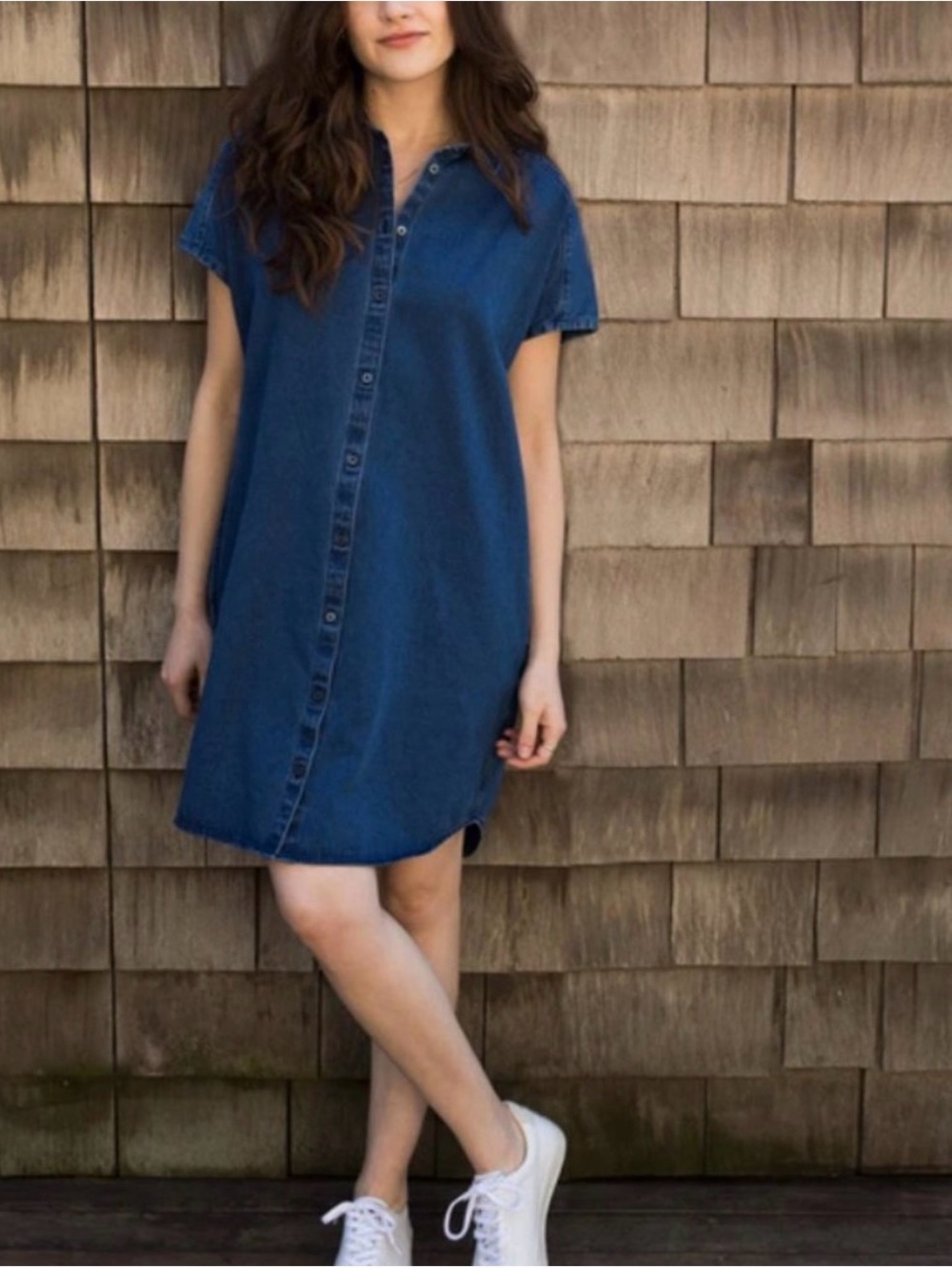 Outerknown Blue Denim “Bee” Button Down‎ Shirt Dress Cotton Large